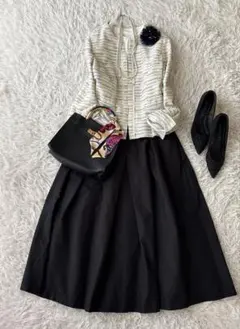 ナチュラルビューティー ノーカラージャケット セットアップ L〜XL 入学式