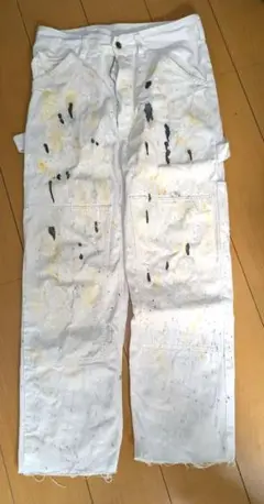 【トレイズマン】ホワイト ペインターパンツ ペイント加工