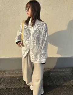 FRAY I.D パネルレースワンナップカラーシャツ ホワイトのサムネイル