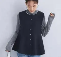 green label relaxingスパークル ビジュー ニット ジレ