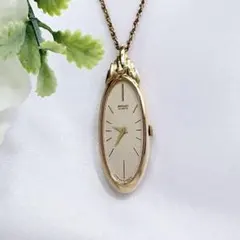 美品 セイコー ペンダントウォッチ 新品電池 オールゴールド 
