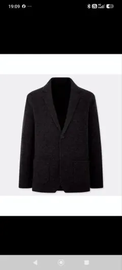 ユニクロ　ウールニットジャケットXL 08 DARK GRAY