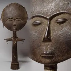 アフリカンアート 民族芸術 木彫人物オブジェ ビーズ装飾 プリミティブアート
