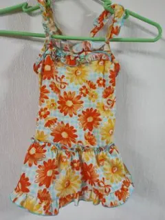 花柄フリル付きワンピース水着 100