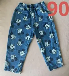 新品　futafuta ミッキーマウス柄デニムパンツ 90