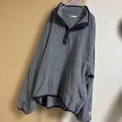 Java配色ハーフネックフリースプルオーバー大きいサイズXLグレー×パープル