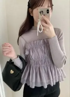 グレイル バックリボンビスチェ×リブニットトップスセットアップ