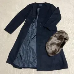 【美品】レディースKBFファー付きロングコート ブラック　アーバンリサーチ