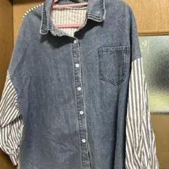 デニムストライプ長袖シャツ