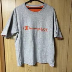 Champion Tシャツ グレー オレンジ