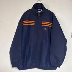 adidas◆/70s オーバーサイズトラックジャケット/S/ネイビー×オレンジ
