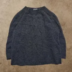 ダークグレーニット セーター モヘヤ混 Uネック ダークグレー 冬