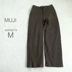 【無印良品 】チノパン ハイウエストワイドパンツ ウエストゴム 綿混 カジュアル