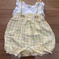 petit main フルーツチェック柄ロンパース 80