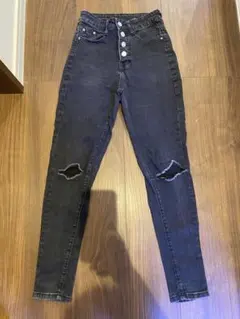 SHEIN ハイウエスト スキニーデニム ブラックXS