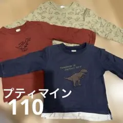 petit main 恐竜柄 長袖カットソー 3枚セット 110