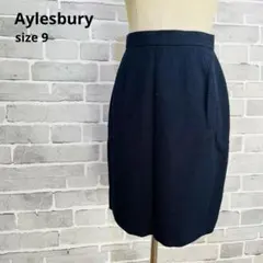Aylesbury アリスバーリー 膝丈スカート ネイビー9号⁠ D361