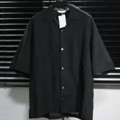 26ss STILL BY HAND コットン/ヘンプ オープンカラーシャツ 黒のサムネイル