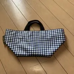 Hervé Chapelier 青と白のチェック トートバッグ