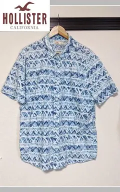 【Hollister】アロハシャツ/半袖/ジオメトリック柄/総柄/ビッグ/美品のサムネイル