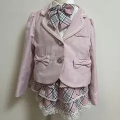 フォーマルドレス ピンク チェックリボン　4点セット　120