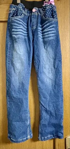 小児 女児 ロングパンツ ズボン デニム 150サイズ 裏起毛