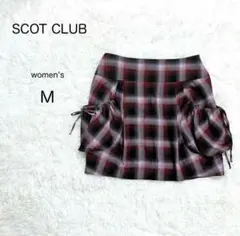 【SCOT CLUB】台形スカート チェック柄 9号 ドロストギャザー 日本製