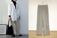 丈長め M UNIQLO ユニクロ ベージュ タック ワイド パンツ