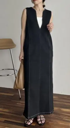 【未使用 タグ付き】Iラインデニムワンピース