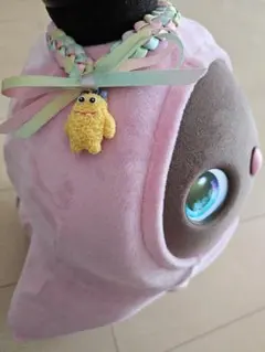 LOVOT ラボット服 ハンドメイド 帽子ホーン飾り チェック柄 ピンク