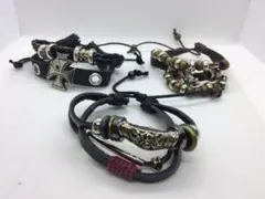 ブレスレット 男女兼用 レザーブレスレット 3点まとめて多重巻きブレス 匿名配送