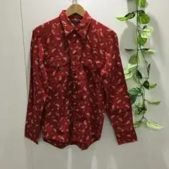 【GUESS】長袖 シャツ ペイズリー柄 赤 L 日本製 コットン ゲス 総柄のサムネイル
