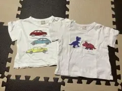 petit main 車と恐竜プリント Tシャツ 2枚セット
