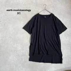 a1441＊earth music&ecology 半袖Tシャツ　黒【F】