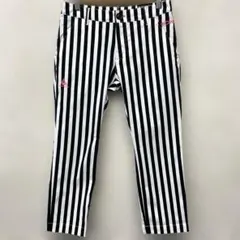 ルコックスポルティフ ストライプパンツ 9 ゴルフウェア 黒白 ストライプ