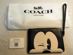 【未使用】coach×ディズニー　コラボミッキー　レザーポーチ