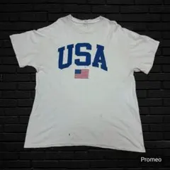 USAロゴ プリントTシャツ ホワイト　ボロ　アメカジ　アメリカ古着のサムネイル