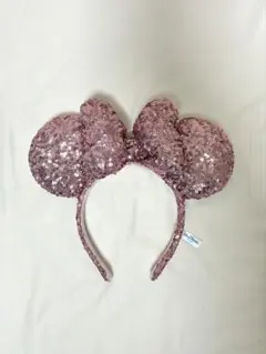 ディズニー　ピンク スパンコール ミッキー耳カチューシャ