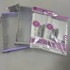 M457)ダイソー　6リングファイル A5 シール帳 バインダー 白　レフィル