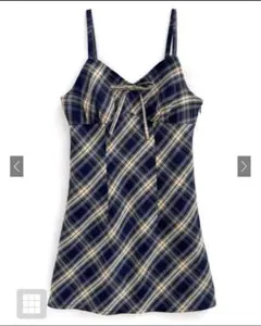 GRL チェック柄リボンキャミミニワンピース dk1292