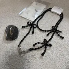 ningning様　スマホストラップ2本セット　リボン　レザー　未使用