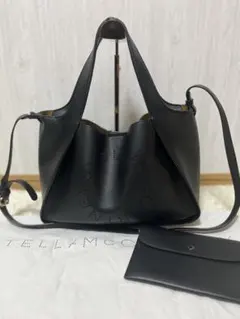 ステラマッカートニー 2wayバッグ サークルロゴ レザー ブラック