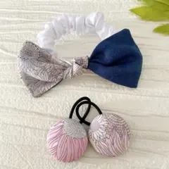 お買い得♡お揃い 刺繍入デニム ひらひらレース付 くるみボタン 3個