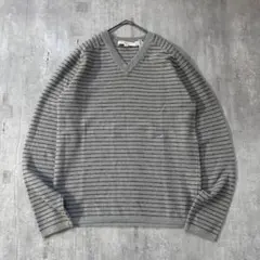 C806 伊製 良品 MARC JACOBS ボーダーニット Vネック S 灰のサムネイル