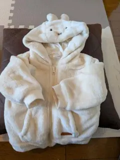 ホワイト フリース フード付きアウター