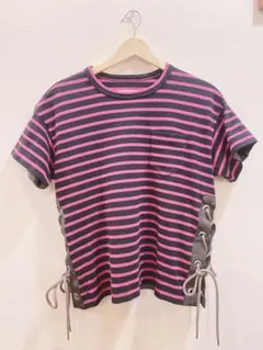 ◇美品◇サカイ sacai Tシャツ 半袖 ボーダー ポケット 1 S ピンクのサムネイル