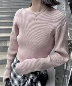 [mline]バックロゴショートニット