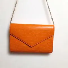 ZARAクロコダイル風オレンジショルダーバッグ