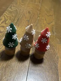 木製クリスマスツリー置物 3個セット