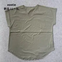 ★新品 未使用 タグ付き★ 『zootie』Vネック Tシャツ オリーブ LL